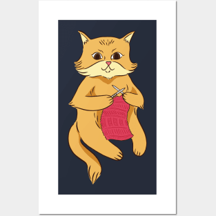 Knitting cat Posters and Art